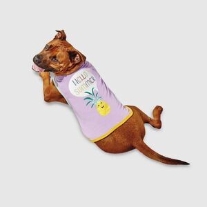 NEW Dog Pet Sz Large (up to 80 lbs) Purple 'HELLO SUMMER' Tank Top
